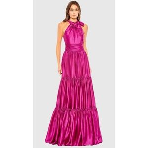 Mac Duggal Pink Halter Maxi Dress